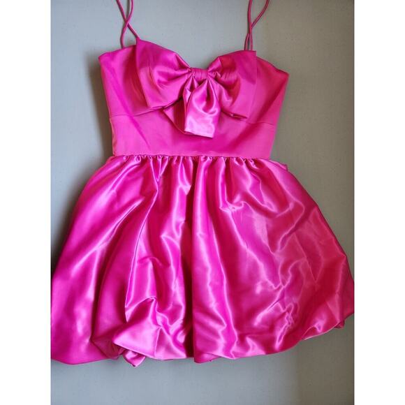 NWT Mac Duggal Bow Bubble Mini Dress Size 4 Hot Pink #9J505 - Picture 2 of 10